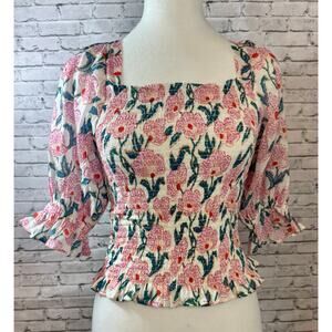 Oliphant Women's XXS Floral Top With Cap Sleeve